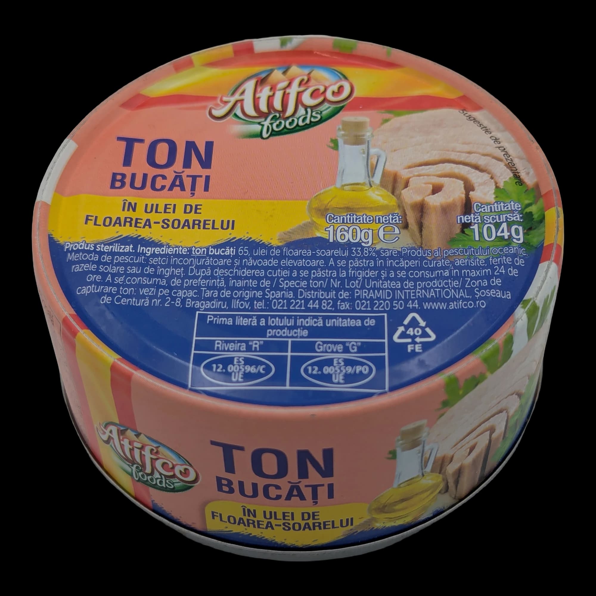 Ton bucăți în ulei de floarea-soarelui Atifco