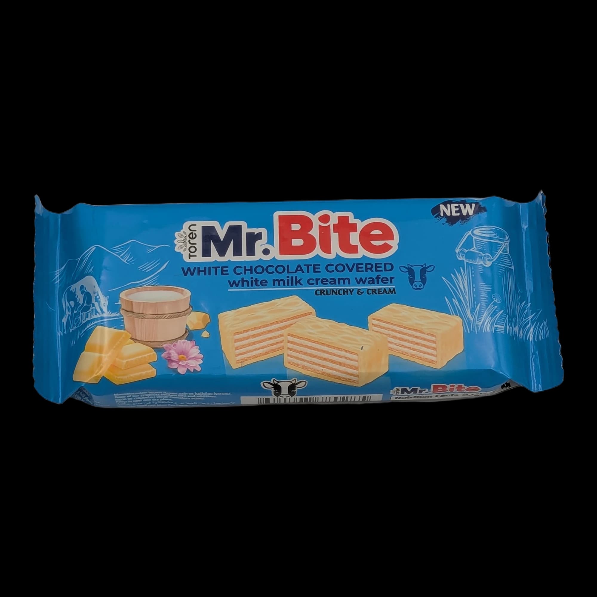 Mr. Bite Wafă cu cremă de lapte albă, acoperită cu ciocolată albă