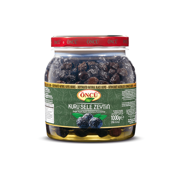 Oncu Gemlik Natural Dried Olives (Kuru Sele), 1 kg PET Jar